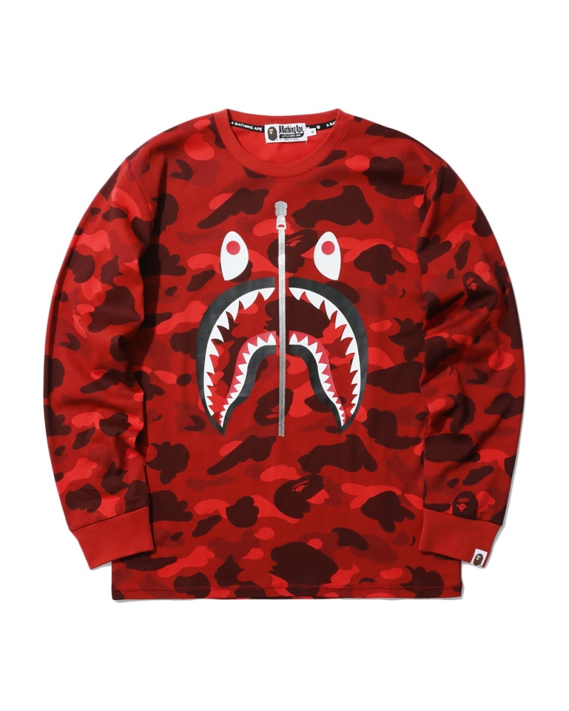 T Shirts Bape Shark Rouge Clair Homme | YSM-14225498